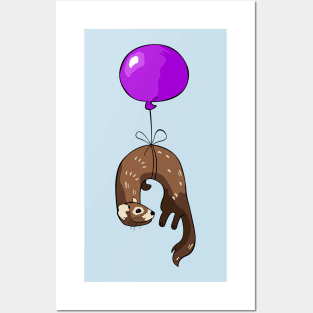 Ferret on a balloon Posters and Art